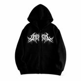 Gothic Hoodie with black metal graphic zip-up