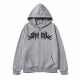 Gothic Hoodie with black metal graphic zip-up