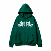 Gothic Hoodie with black metal graphic zip-up