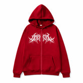 Gothic Hoodie with black metal graphic zip-up