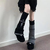 1 pair of punk cute y2k reversible women's calf pile socks for autumn and winter, funny and warm wide knit jk leg covers
