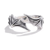 Goth Fallen Angel Heart & Wings Ring Set