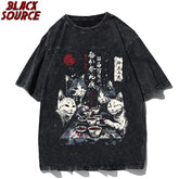 Cat Cartoon Graphic Men Tshirt Casual Baggy Short Sleeve T-shirt Japanese Style Oversized T Shirt Men's Clothing P0822