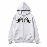 Gothic Hoodie with black metal graphic zip-up