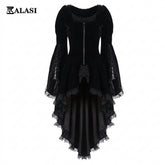 Victorian Goth Velvet Requiem Asymmetric Dress
