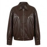 Nu Goth Midnight Espresso Oversized Faux Leather Jacket