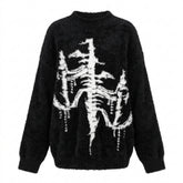 Goth Skeleton X-Ray Fuzzy Knit Top