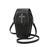 Goth Coffin Cross Rivet Crossbody Bag