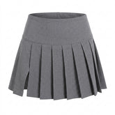 Nu Goth Dropped-Waist Pleated Mini Skirt in Storm Grey