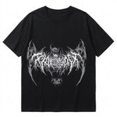 Goth Death Metal Bat Skull Oversized Tshirt