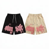 Pastel Goth Stay Soft Blackletter Graphic Shorts