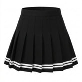 Goth Varsity Shadow Pleated Mini Skirt