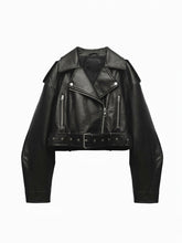 Goth Cropped Moto Coat in Obsidian Black