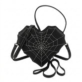 Goth Spiderweb Heart Crossbody Bag