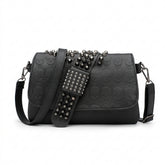 Goth Skull Embossed Rivet Crossbody Bag