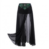 Goth Midnight Serpent Split Maxi Skirt
