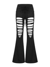 Goth Ladder Cut Hollow Flare Pants