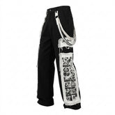 Goth Comic Strip Manga Patch Wide Leg Pants
