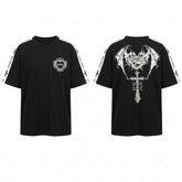 Goth Demon Wings Cross Track Tshirt