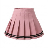 Pastel Goth Varsity Stripe Pleated Mini Skirt