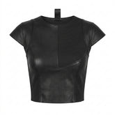 Goth Obsidian Armor Faux Leather Crop Top