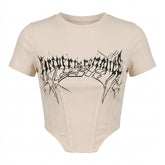Pastel Goth Forever Damned Corset-Seam Crop T-Shirt