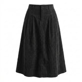 Nu Goth Darkwood Pleated Corduroy Midi Skirt