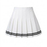 Goth Varsity-Stripe Pleated Mini Skirt