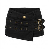 Mall Goth Brass Eyelet Low-Rise Micro Pants