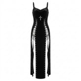 Nu Goth Consecrated Lace-Up Split Dress