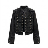Goth Dark Regiment Military Denim Coat