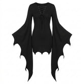Goth Batwing Lace-Up Shadow Wing Mini Dress