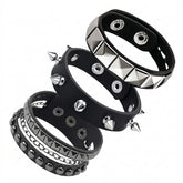Goth Razor's Edge Stud & Spike Bracelet Set