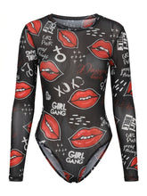 Goth Dangerous Beauty Mesh Print Top