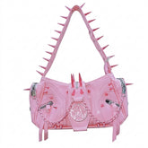 Pastel Goth Spiked Pentagram Baguette Bag