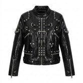 Goth Moto Jacket Crossbody Bag in Studded Black