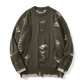 Goth Collapsed Ruins Distressed Knit Sweater