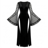 Victorian Goth Midnight Séance Lace Sleeve Dress