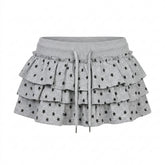 Mall Goth Star Print Layered Ruffle Mini Skirt