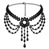 Victorian Goth Mourning Cascade Choker Necklace
