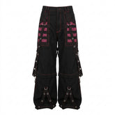 Cyber Goth Renegade Cargo Pants in Black & Red