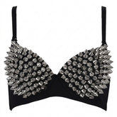 Goth Silver Spike Armour Bralette Top
