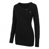 Goth Off-Shoulder Ribbed Knit Sweater in Midnight Black