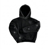 Goth Starfall Crystal Rhinestone Hoodie Sweater
