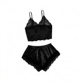 Goth Midnight Lace & Satin Lounge Set