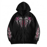 Goth Tshirt Demon Thorns Zip-Up Hoodie