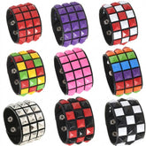 Cyber Goth Pixel Pyramid Stud Cuff Bracelet