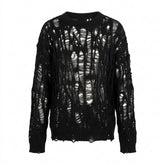 Goth Shredded Web Knit Shirt — Void Unraveling