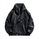 Goth Oversized Faux Leather Bomber Jacket