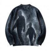 Goth Shadow Figure Bleach-Washed Knit Top